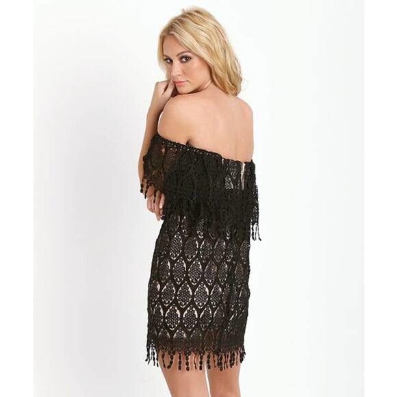 Stone Cold Fox Dress Womens Size XS/S Iowa Off The Shoulder Black Lace Overlay - Picture 4 of 7